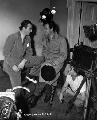 John Wayne dropped by during filming! via: http://dedicatedtoduke.tumblr.com/post/21568287464/duke-visits-joel-mccrea-on-the-set-of-foreign