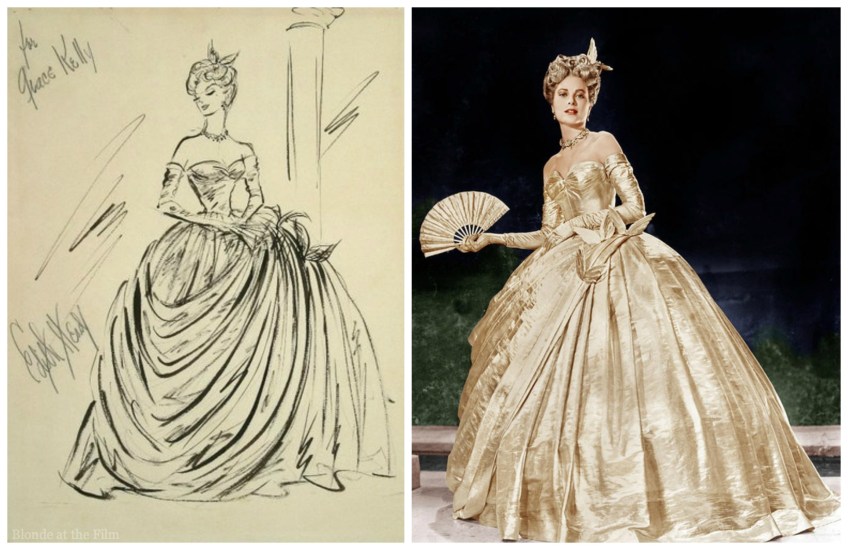 To Catch a Thief Kelly gold dress sketch | The Blonde at the Film