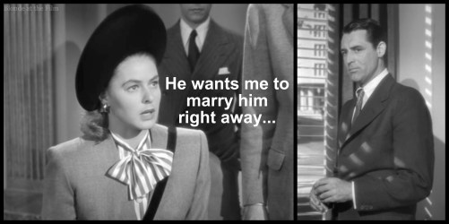 Notorious Cary Grant Ingrid Bergman marriage announcement with text 2