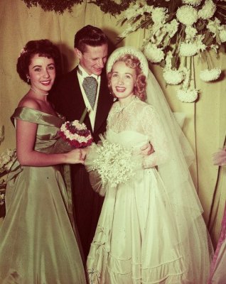 Powell, Steffen, and bridesmaid Elizabeth Taylor via: http://themelodylingerson.tumblr.com/post/5102447854/pinklioness-elizabeth-taylor-at-jane-powells?&cuid=a9a69e0d4851a533a71fe731c1ddcbc4