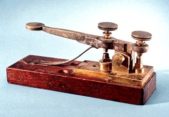 A telegraph key from 1844 via: http://www.smithsonianmag.com/arts-culture/how-the-telegraph-went-from-semaphore-to-communication-game-changer-1403433/?no-ist
