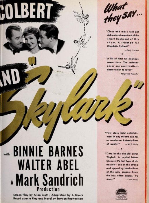 Skylark: Claudette Colbert, Brian Aherne, and Ray Milland