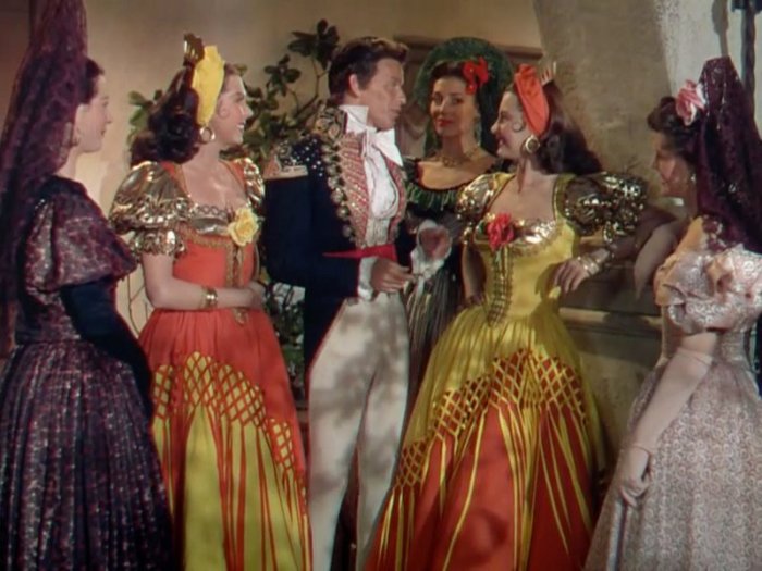 The Kissing Bandit: Cyd Charisse, Ann Miller, and Frank Sinatra