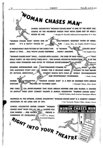 Woman Chases Man: Miriam Hopkins and Joel McCrea